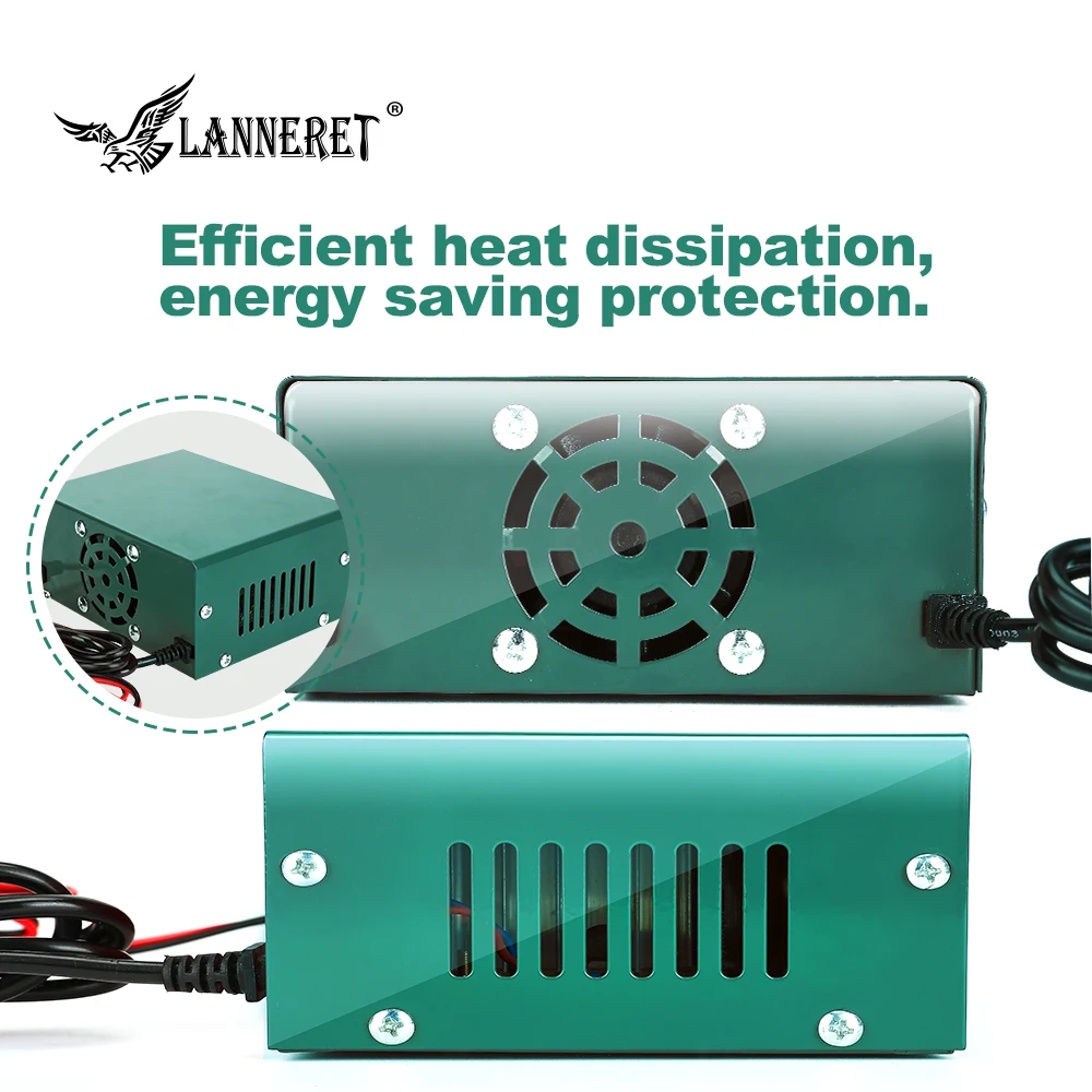  LANNERET 12V/24V Automatic Charger Intelligent Pulse Repair 6AH-105AH for Smart Car Motorcycle LED  - 33018733800