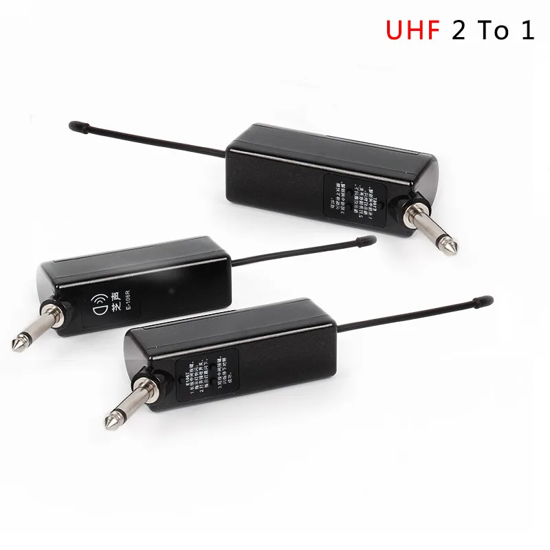 

50M UHF Wireless Audio System 2 x Transmitter Receiver Kit Set Rechargeable Battery For Electric Guitar Bass Keyboard Piano