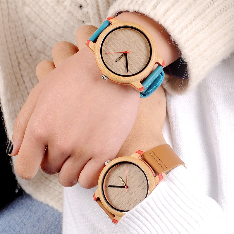 BOBO BIRD Bamboo Watches Men Quartz Wrist Watch Male Wooden Leather Strap Customized Logo erkek kol saati