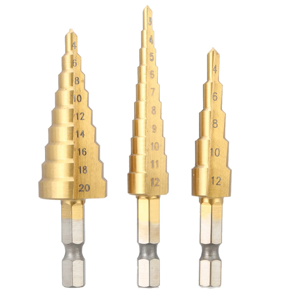 

Multifunctional HSS Titanium Coated Straight Flute Step Drill Bits Essential Hardware Tool Pagoda Drill Bit Tool
