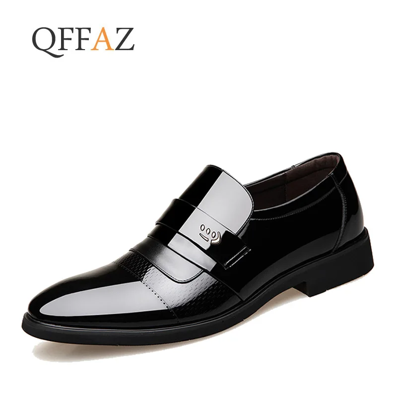 

QFFAZ Man Formal Shoes Genuine Leather Oxford Shoes For Men Black 2019 Dress Shoes Wedding Shoes Laces Leather