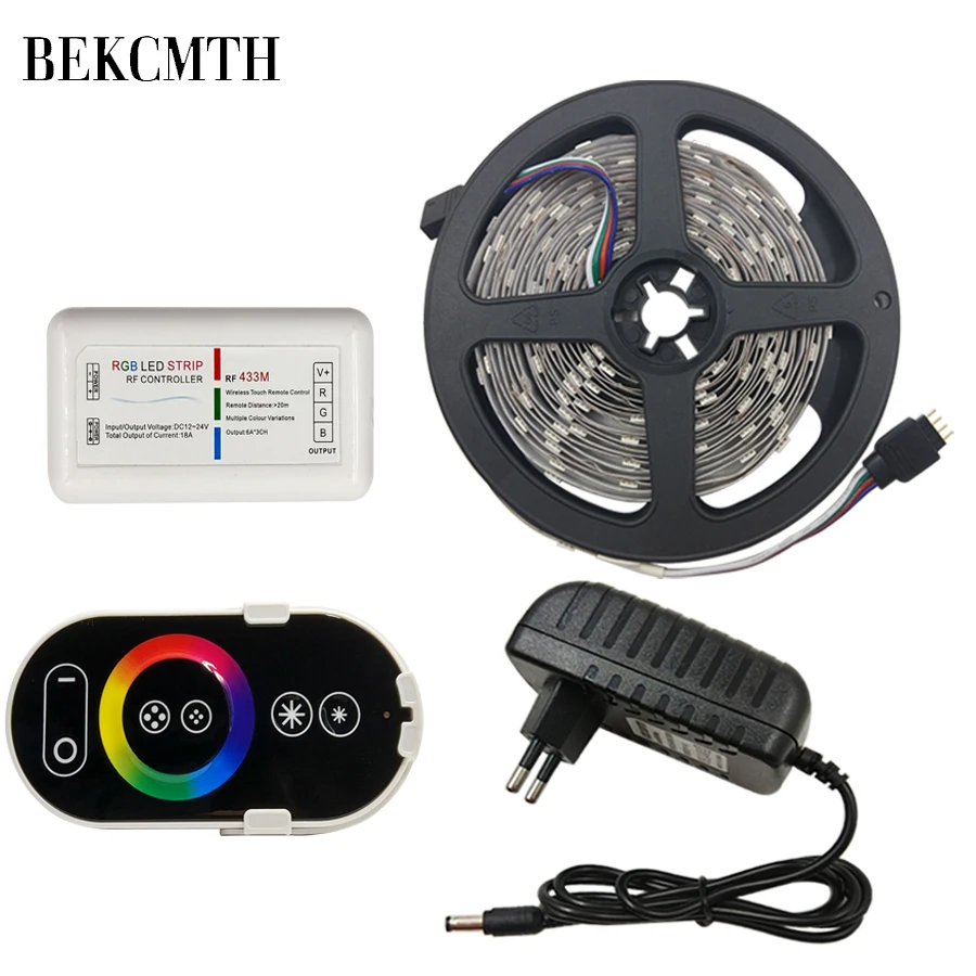 BEKCMTH 5 м 10 м 15 м 20 м RGB светодиодный светильник 2835 SMD DC12V 60 светодиодов/м Гибкий Светильник ing лента Водонепроницаемая с RF контроллером