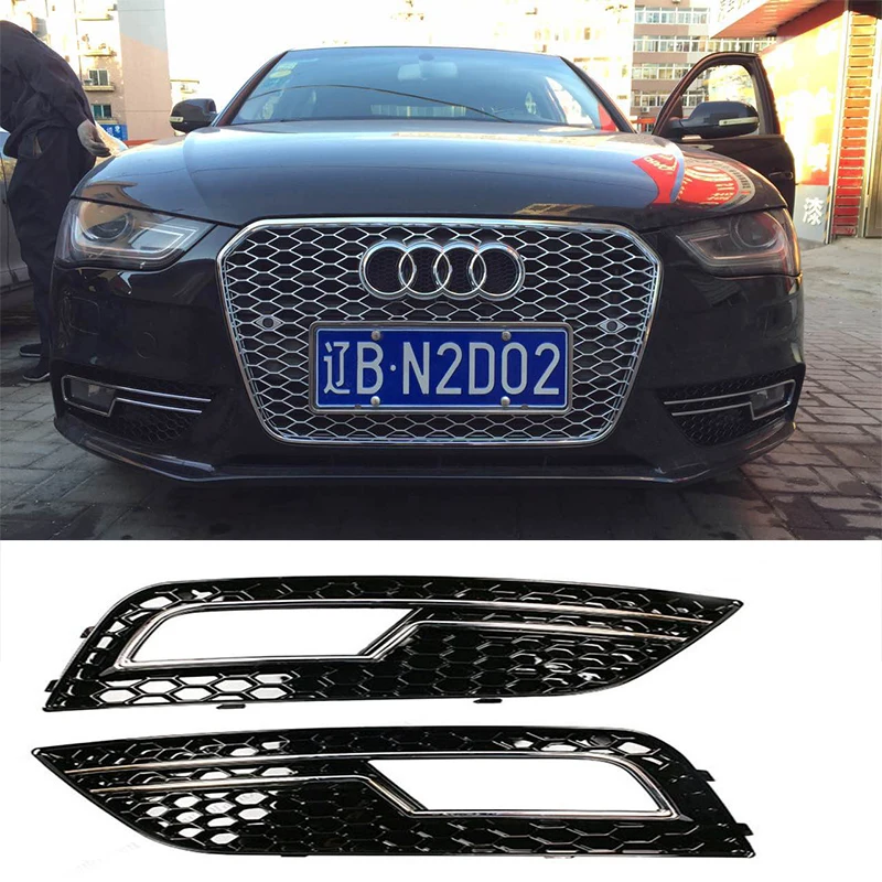 A4 B9 ABS Front Bumper Fog Lamp Masks Grille Cover fog light trim For Audi A4 B9 2013~2015 Standard Bumper цена A4 B9 ABS Front Bumper Fog Lamp Masks Grille Cover fog light trim For Audi A4 B9 2013~2015 Standard Bumper цены онлайн