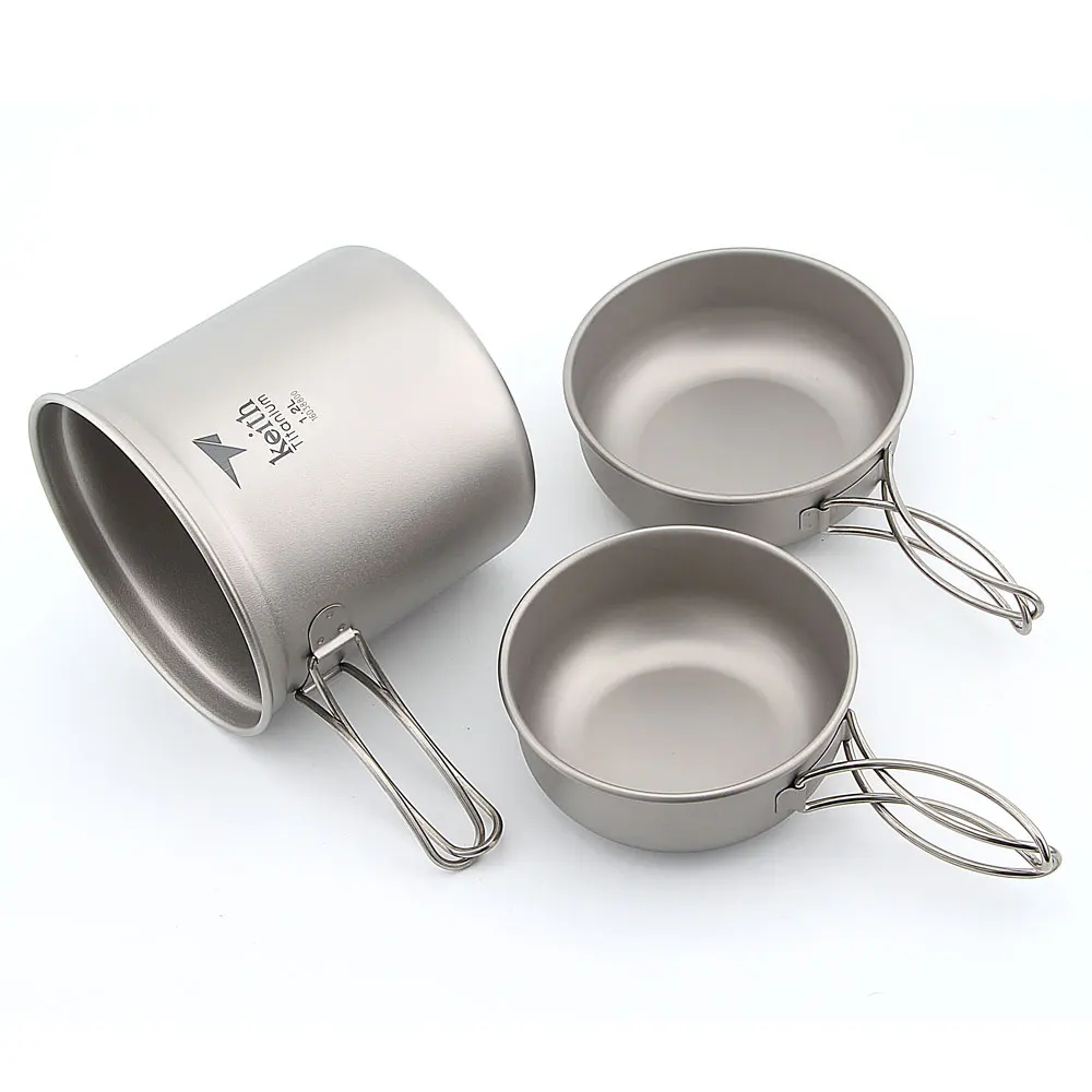 Keith ti6052 camping Utensilios de cocina plegable al aire libre olla tazón de titanio 300 400 1200 ml