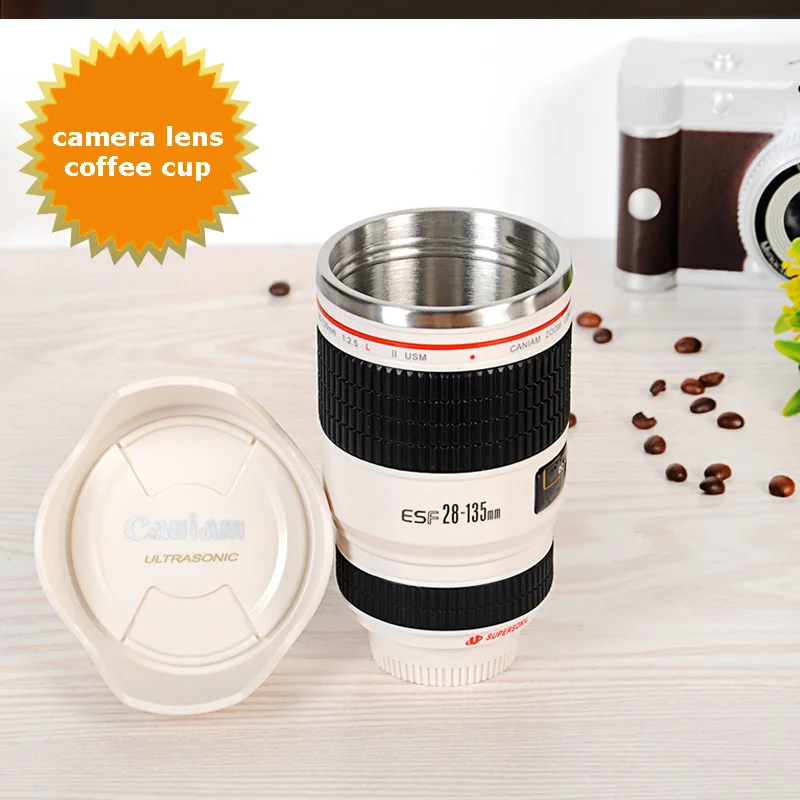 camera lens coffee cups