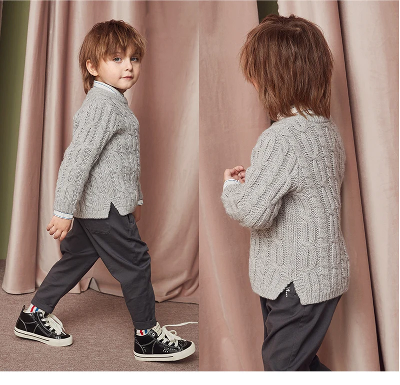 Mini Balabala/Детский свитер; Модный вязаный шерстяной свитер для маленьких мальчиков; детская зимняя вязаная одежда; одежда для От 2 до 7 лет