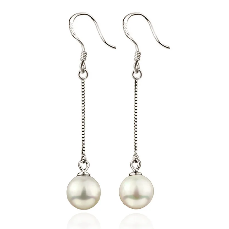 

100% 925 sterling silver fashion imitation pearl ladies`drop earrings jewelry Anti allergy women birthday gift wholesale cheap