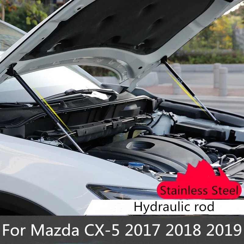 

2Pcs Hood Spring Refit Front Hood Engine Cover Hydraulic Rod Strut Bar Car Accessory Fit For Mazda Cx-5 Cx5 KF 2017 2018 2019