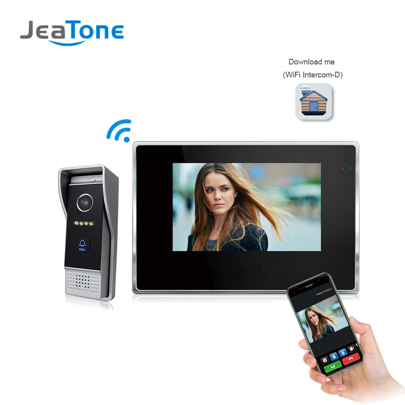 JeaTone 7 дюймов wifi IP видео домофон комплект дверной звонок Дверной динамик система контроля доступа сенсорный экран Обнаружение движения