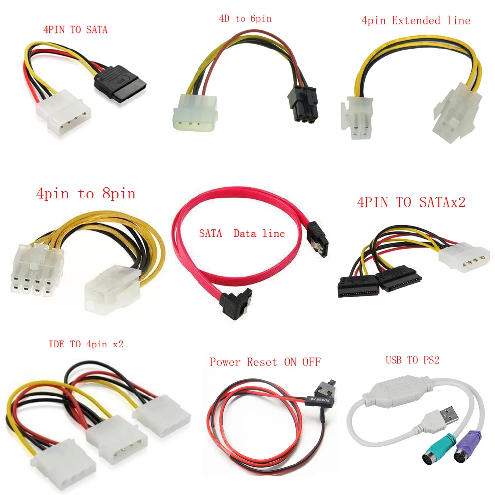 

SATA Data line USB to PS2 4PIN 8pin TO SATA Power Reset ON OFF Sata Data line 4pin Extended line