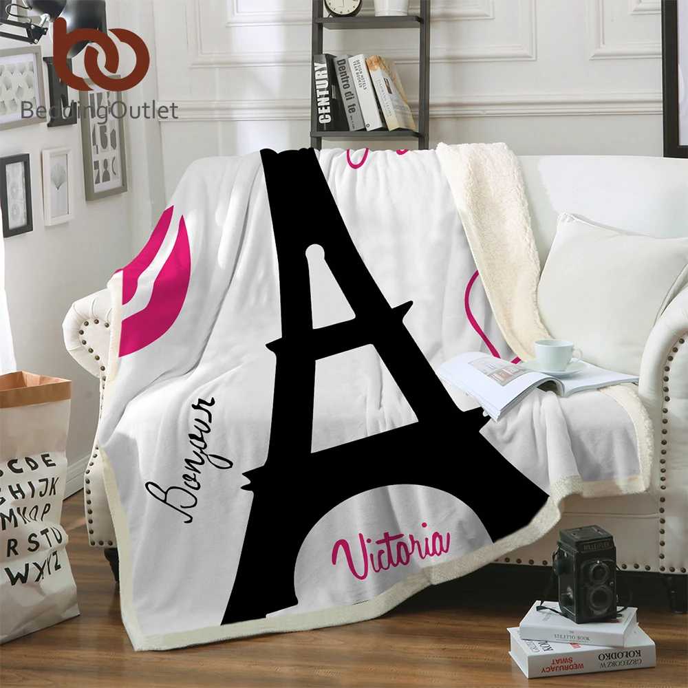 BeddingOutlet France Paris Tower Blanket for Adults Romantic Sherpa