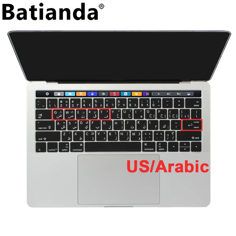 Арабское/английское силиконовое покрытие для клавиатуры протектор для MacBook Pro 1" 15" с сенсорной панелью-макет США