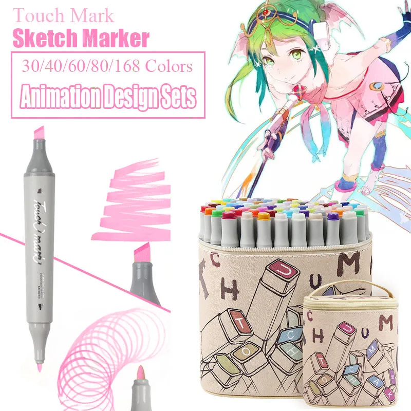 

Touchmark Marker 30/40/60/80/168Colors art supplies brush pen colorful Waterproof pen Oily marker anime stationery art supplies