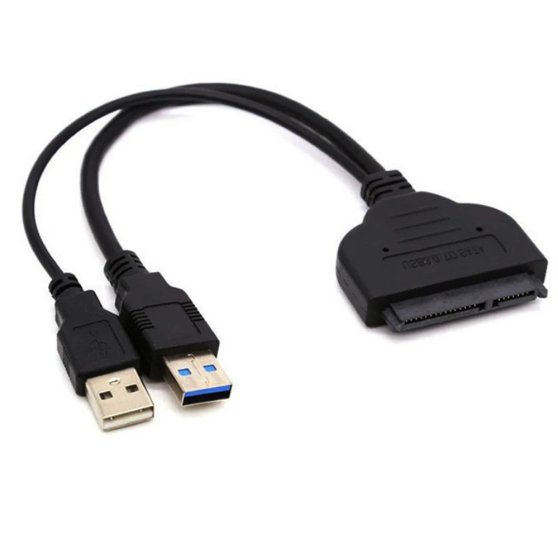 

SATA to USB 3.0 Dual 22pin Adapter Cables External Power For 2.5''' Ssd Hdd Hard Disk Drive Converter