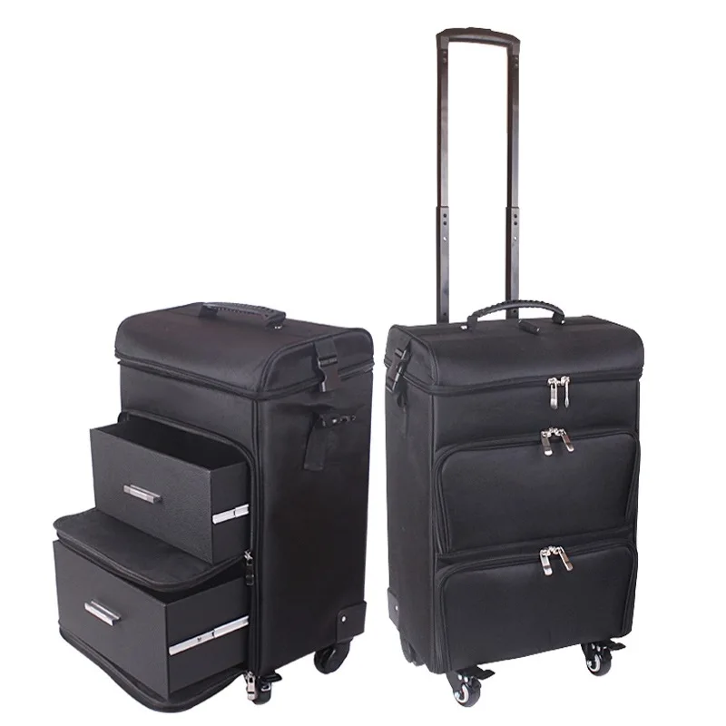 

Professional women trolley makeup case large rolling luggage new cosmetic box beauty tattoo manicure toolbox multilayer suitcase