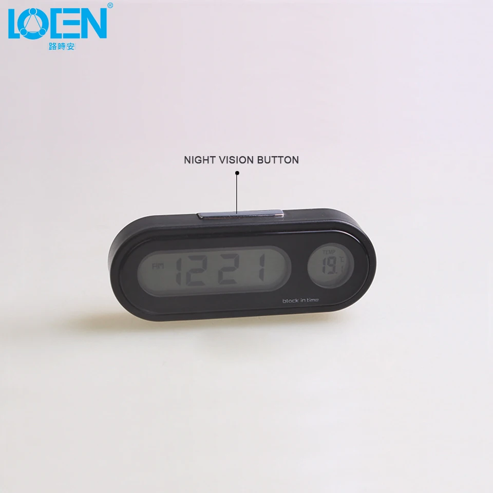 Car Mini Electronic Clock Time Watch Auto Dashboard Clocks Luminous Thermometer Black Digital Display Car Accessories 