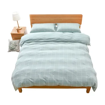 

Princess Style Super Soft Cotton Geometry Plaid Double Bedding Set Warm Cozy Smooth Sheet Set Pink Blue Striped Duvet Cover Set