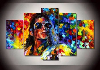 

Watercolor Michael Jackson Singer HD Canvas Painting Wall Art Singer 5 Pieces Prints Home Decor Picture Panels Poster unframe