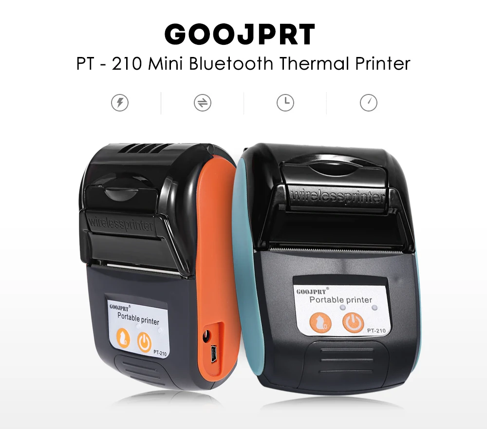 Aibecy GOOJPRT PT-210 Portable Thermal Printer Handheld 58mm Receipt Printer for Retail Stores Restaurants Factories Logistics 10 Paper Rolls 