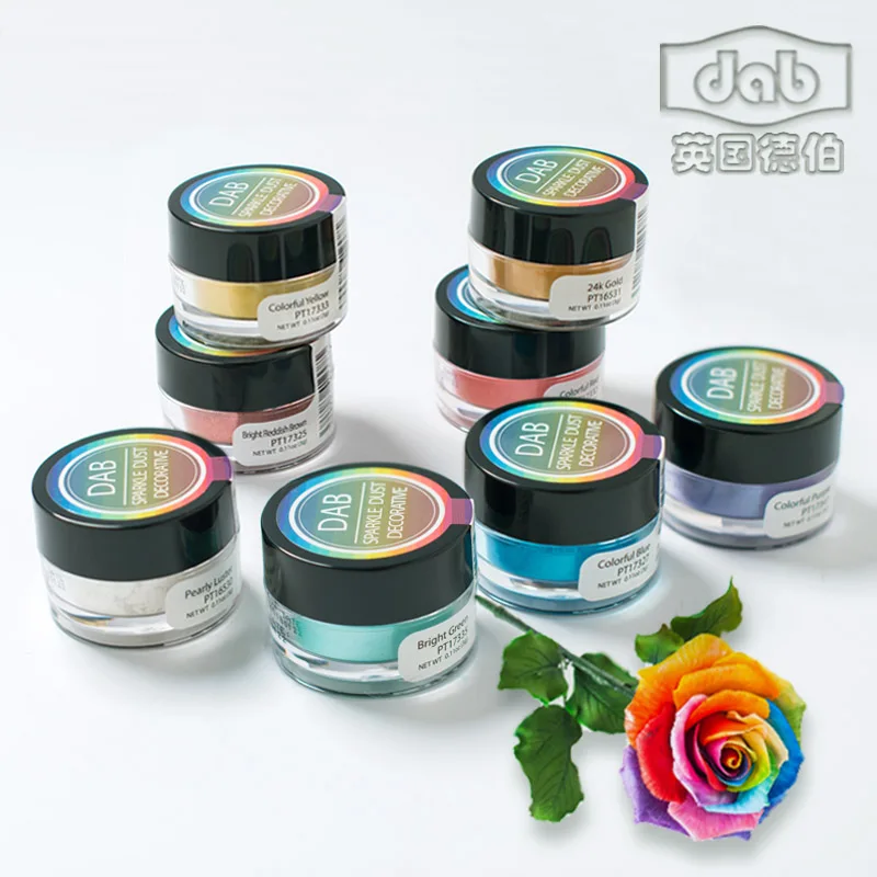 

3pcs Dab Edible color powder turning sugar raw material turning sugar flash powder sugar pigment flash color powder 3 g