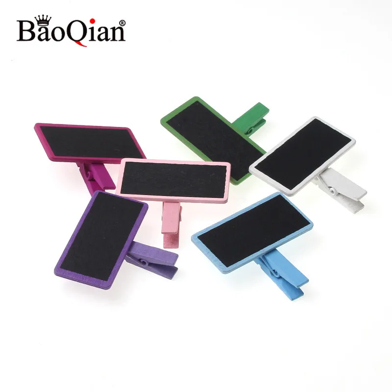 

10Pcs 3.6CM Chalkboard with peg Natural Wooden Clothes Photo Paper Peg Pin Clothespin Craft Clips School Office Stationery