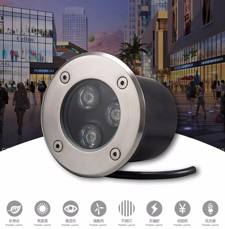 Conduziu a Lâmpada Subterrânea ao ar Livre à Prova Lote 9w d' Água Led Spot Piso Quintal Jardim Luz Subterrânea Ac85-265v 20 Pçs - Ip68 1 D' Água LED Spot Piso Quintal Jardim