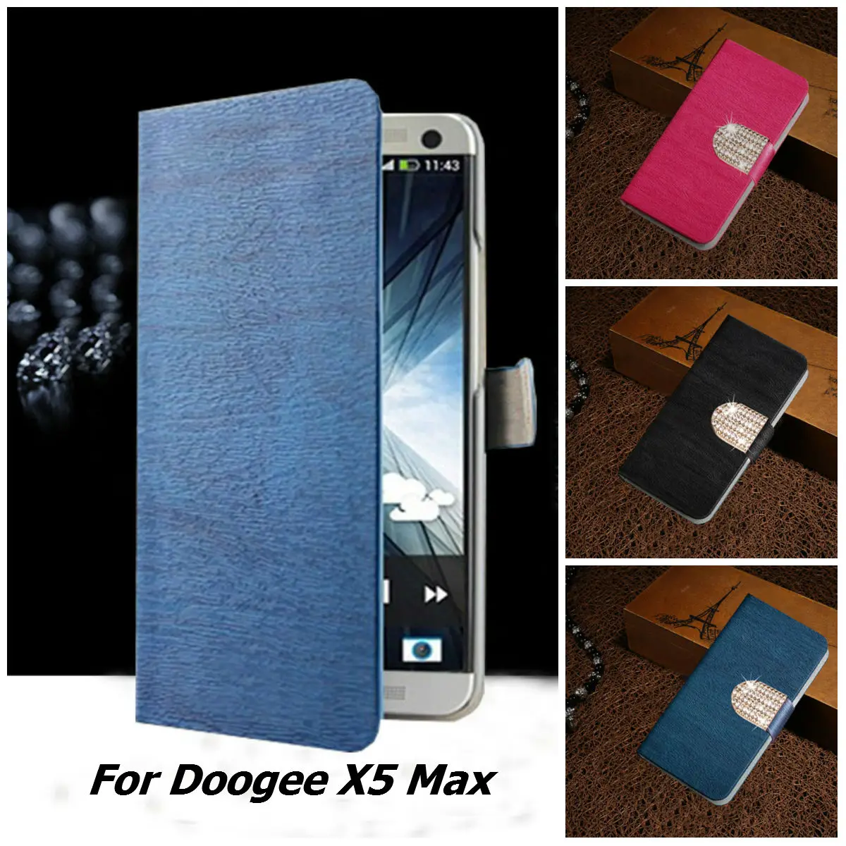 

New Arrival For DOOGEE X5 max /x5max pro Case Luxury Flip Leather Stand Case Hight Quality Wood PU Cover For DOOGEE X5 Max