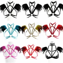 Body Harness Shoulder Feather Belt For Women Chest Bra Hollow Out Harness Women Slave Halloween Club Party Dance Festival Rave