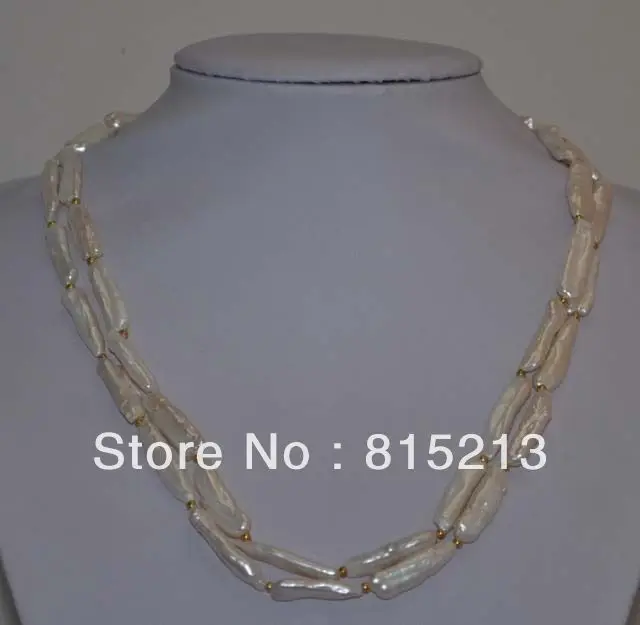 

FREE SHIPPING>>>@@ > N803 18" 2rows 20-25mm BiWa freshwater pearl Necklace