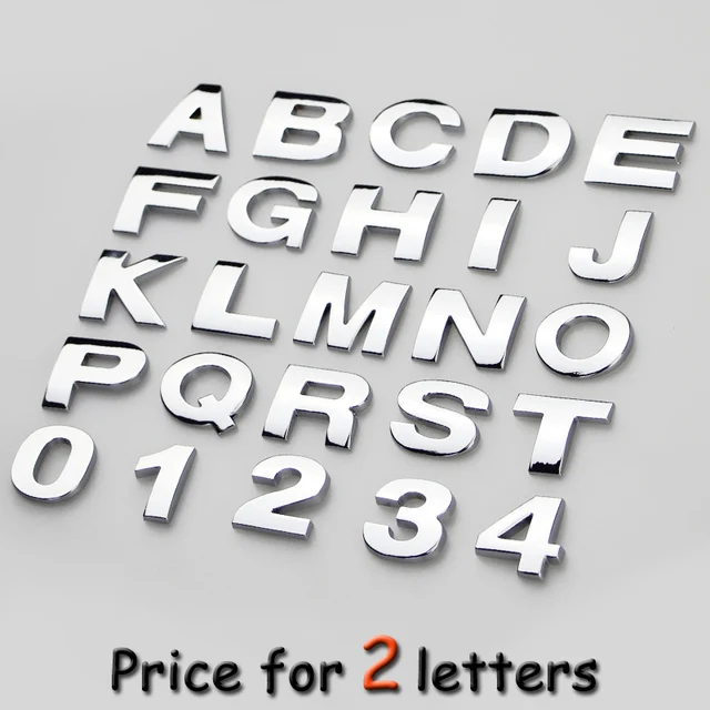 2letters lot car body styling 3d abs capital english letter numbers 4 letter car brands