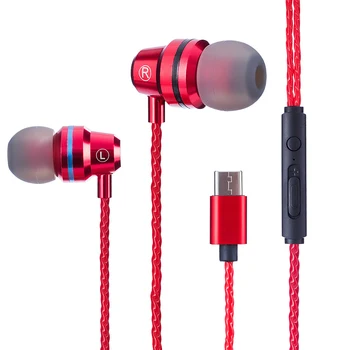 

Type-C Port In-ear Super Bass Line Control Earphone Phone Headphone Microphone Wired Headset