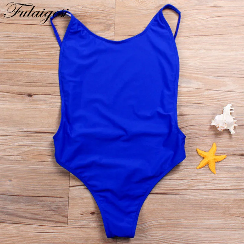 Fulaigesi One Piece swimsuit women solid backless monokini sexy swimwear Swimming Bathing Suit