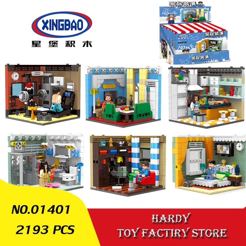 

Xingbao 01401 Street View Series Home Decoration Six in One Children's Assembled Particle Toys Building Blocks