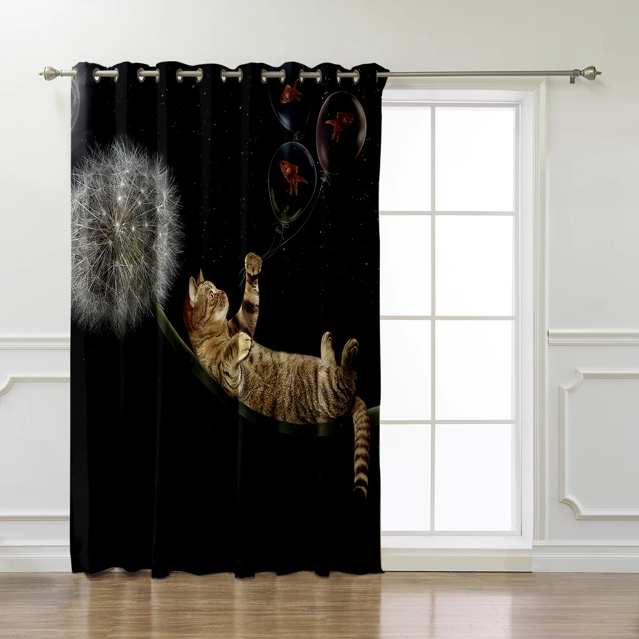 Одуванчик кошка занавес s большое окно Декор для гостиной ткань занавески панели с люверсами вечерние украшения окна