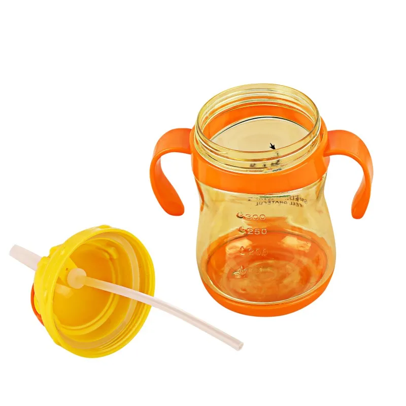 Baby Feeding Kids Sippy Cups Drinking Bottles Infant Children Learning Drinking Cups With Double Handles Straws 300ML 