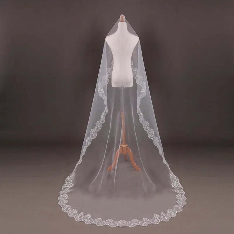 Вуаль Mariage 5 м один слой кружевная кромка белый цвет слоновой кости свадебная