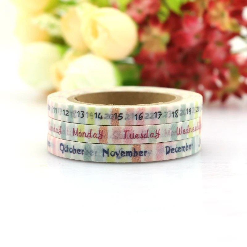 3PCS New Weekly Planner DIY Washi Paper Sticker Tape Date Scrapbooking date Masking Tape Home Decoration TAPE