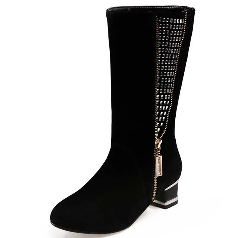 

New Full New Autumn winter Shoes women boots Soft leather Fashion boots Zip Hoof heel High quality long boots sale