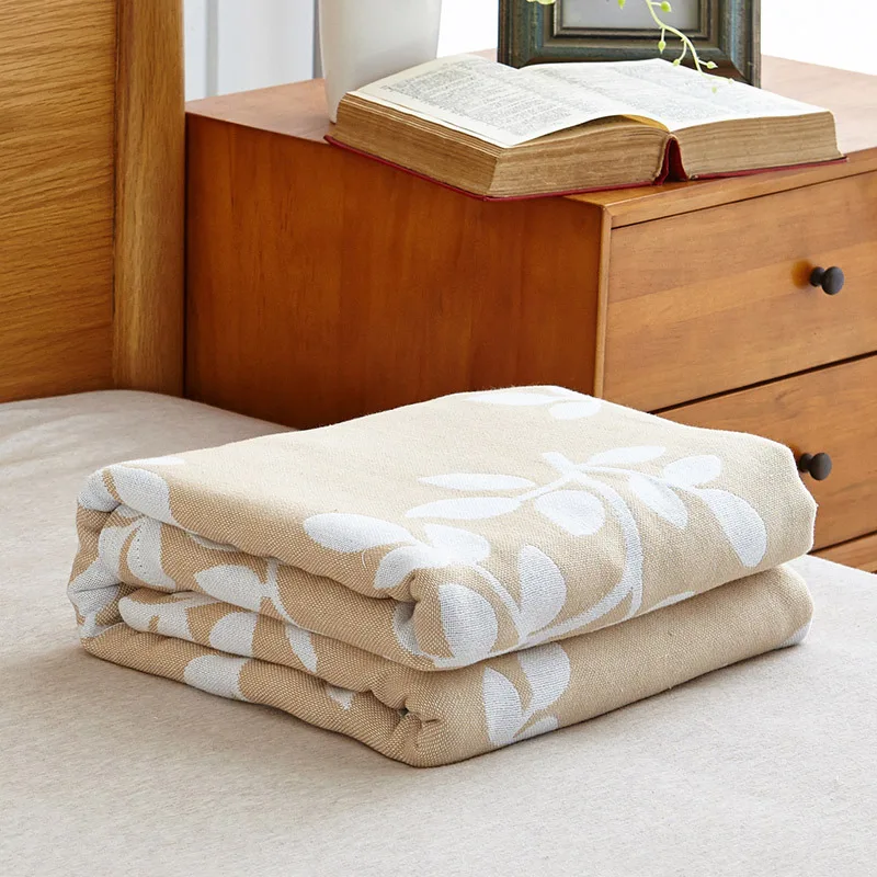 

Leaves Solid Color 100% Cotton Thin Towel Blanket for Spring/Autumn Blue Pink Green Large bed sheet on the Bed/Sofa 180x220cm