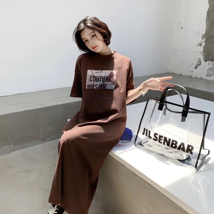 New 2020 Fashion streetwear letter words print maxi long dress boho beach sundress vestidos zomerjurk dames