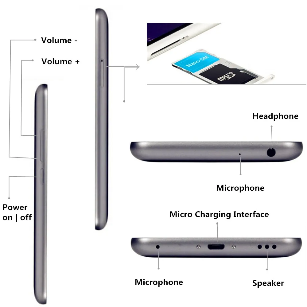 Мобильный телефон 2G ram 16G rom Восьмиядерный MTK 13 МП + 5 4G дюймов FHD 1920x1080 Android смартфоны