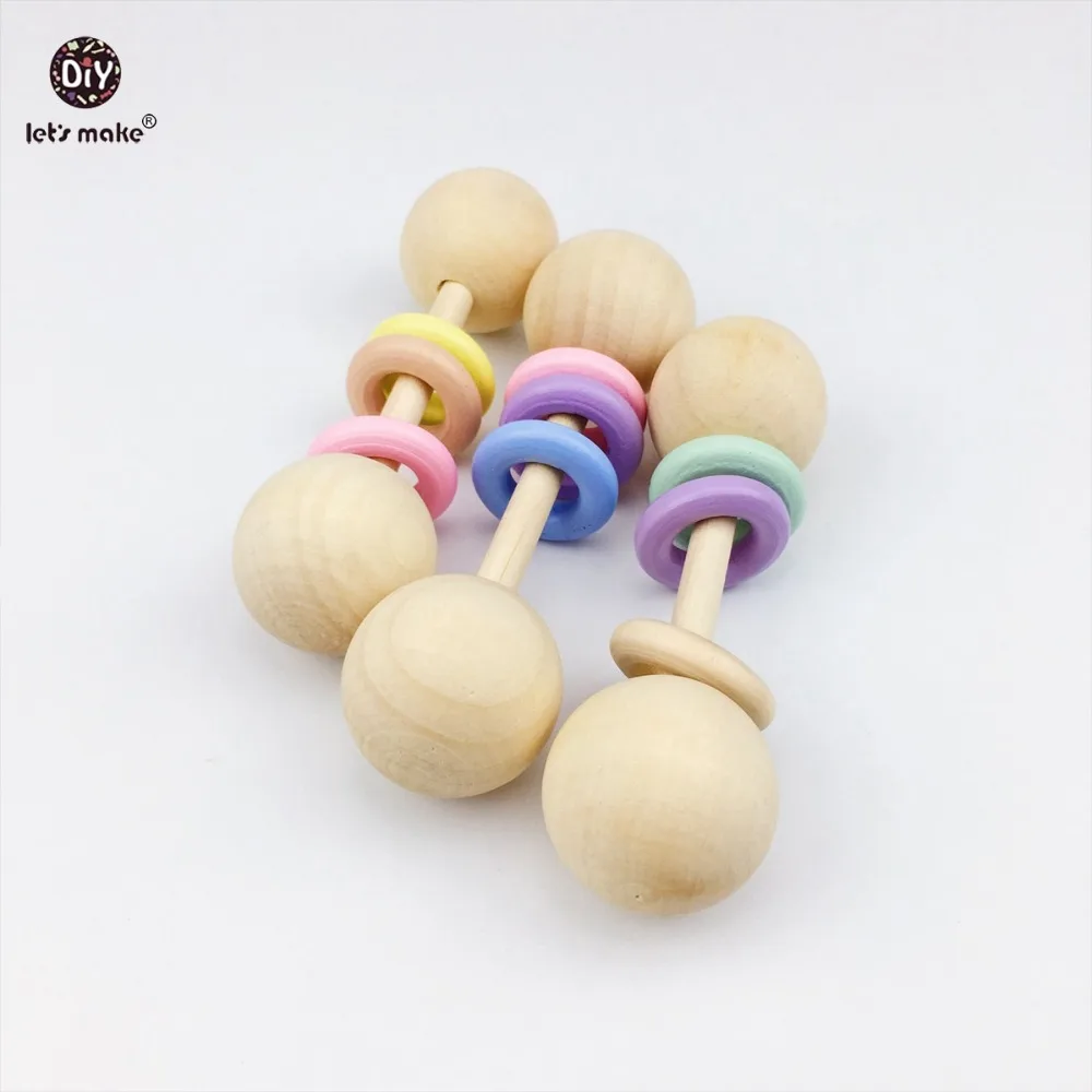 

Let's Make Baby Play Gym Rattles 12pc Teething Wooden Ring Baby Teether Chew Montessori Stroller Toy Pram Shower Gifts Baby Toys