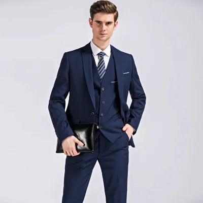 Men's Classic Business 3 Piece Suit - Slim Fit Jacket, Vest, and Pants - Wedding Groom Suit (S-5XL) image 4