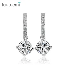 Luoteemi круглые петли с 8 мм 2ct Круглый CZ Серьги-кольца для Для женщин популярных российских Лидер продаж высокое качество акция подарок