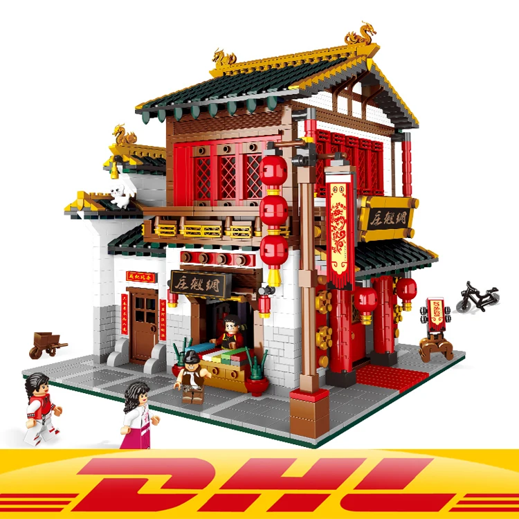 

DHL YILE 01001 Block 2787Pcs Chinese Style The Chinese Silk and Satin Store Set Building Blocks Bricks Toys Model Lepin block
