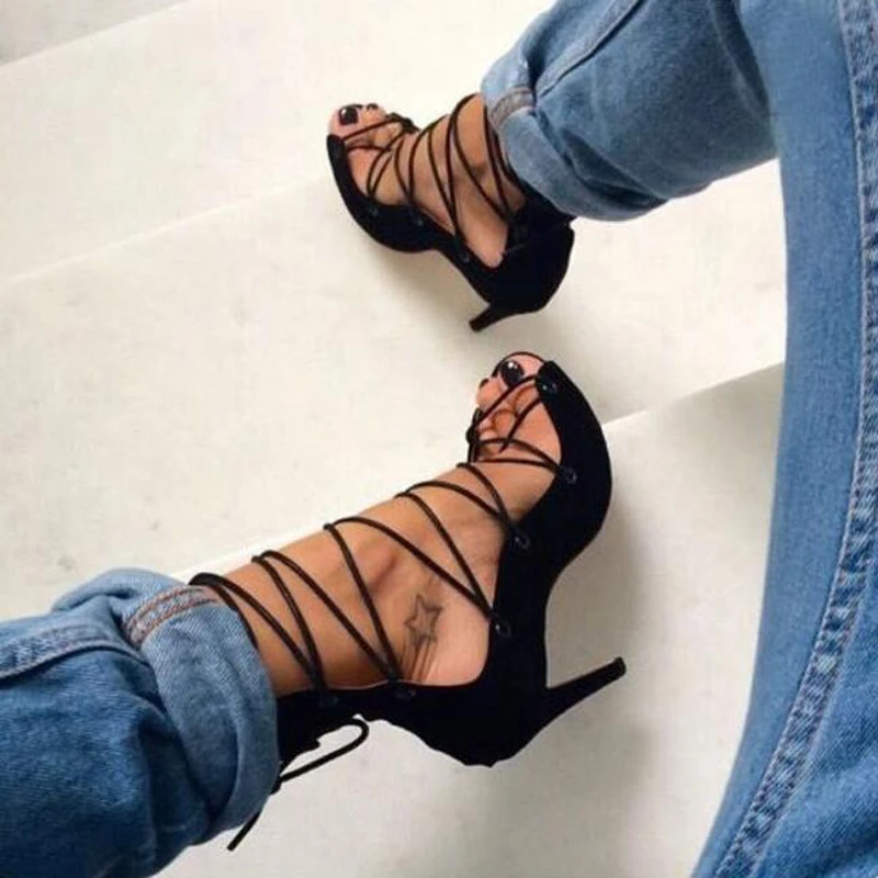 

2017 Spring New ankle strap heels dress shoes roman high heels pumps sexy shoes pumps high-heeled