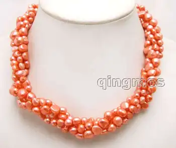 

2 strands single Red 6-9mm Baroque pearl 40" necklaces combination 18" set necklace-nec6291 wholesale/retail Free shipping