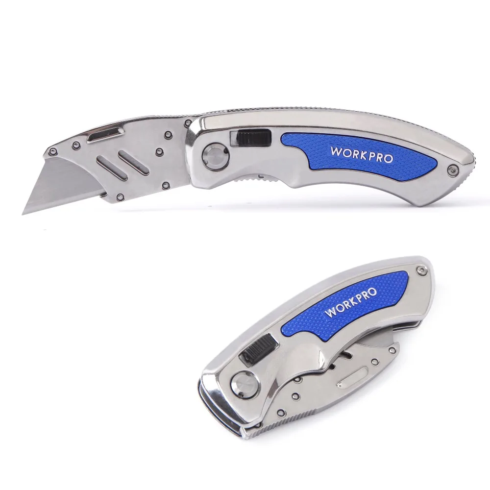 WORKPRO Utility Knives Folding Blade Knife Aluminum Handle Knife Cable