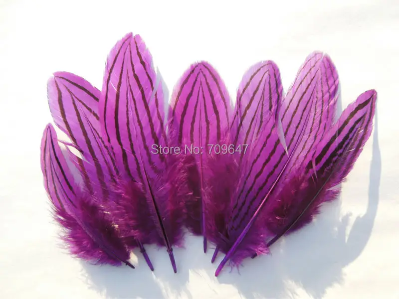 

100Pcs/Lot!7-10cm Silver Pheasant Feathers Dyed Purple colour,Plume for Millinery Supplies, Diy Carnival Costume Mask Headdress