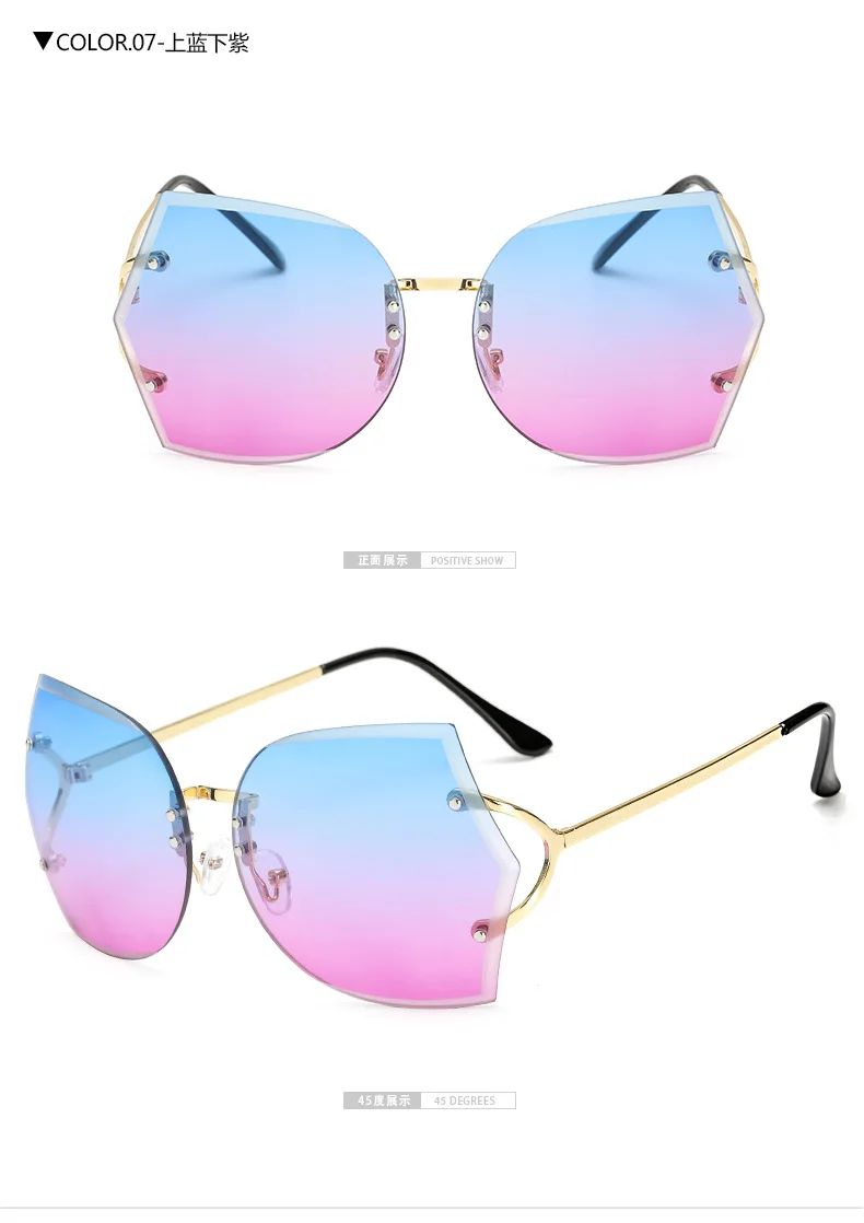 Модные женские крупные солнцезащитные очки большого размера солнцезащитные очки прозрачная оправа винтажные большие ретро солнцезащитные очки женские зеркальные очки для вождения - Название цвета: Синий